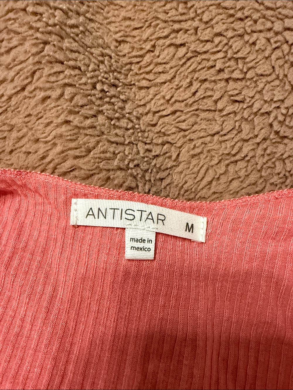 AntistAR Ribbed Crop Tank Top in Coral Pink - Women's M